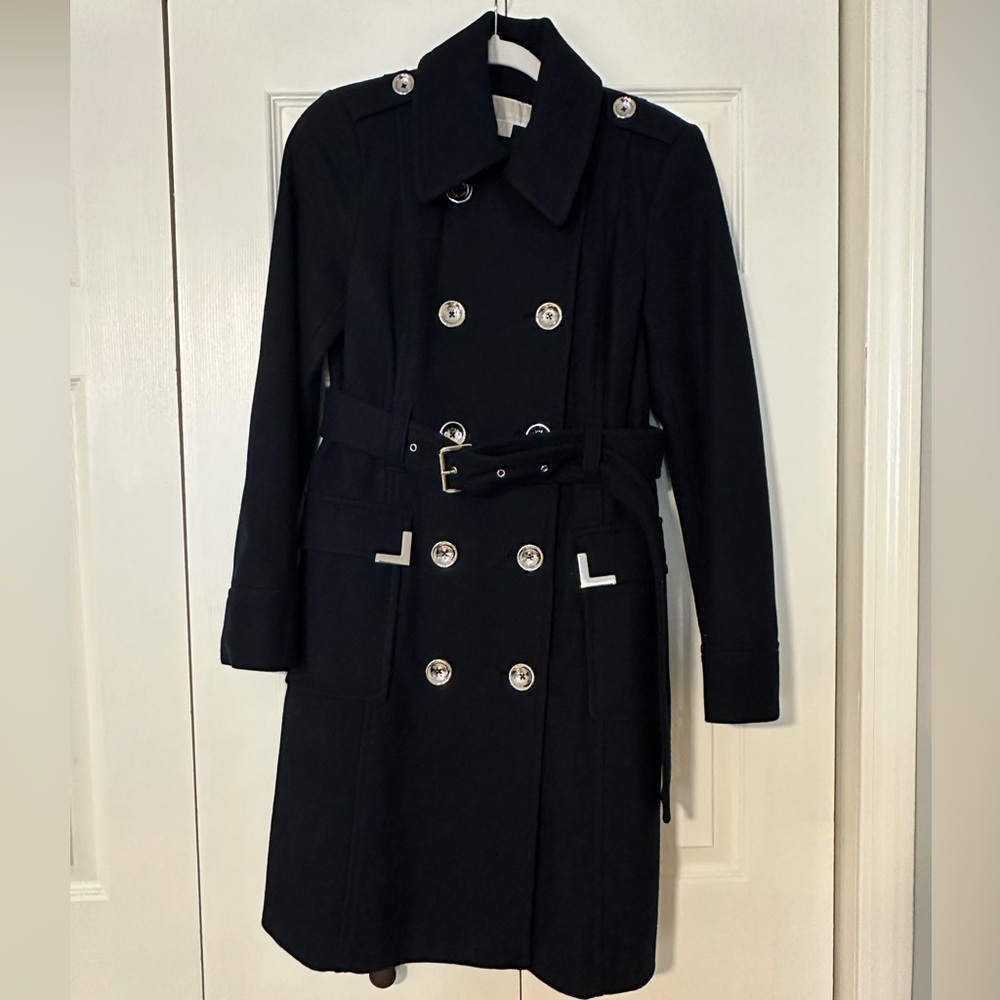 Michael Kors Navy Double-Breasted Coat
